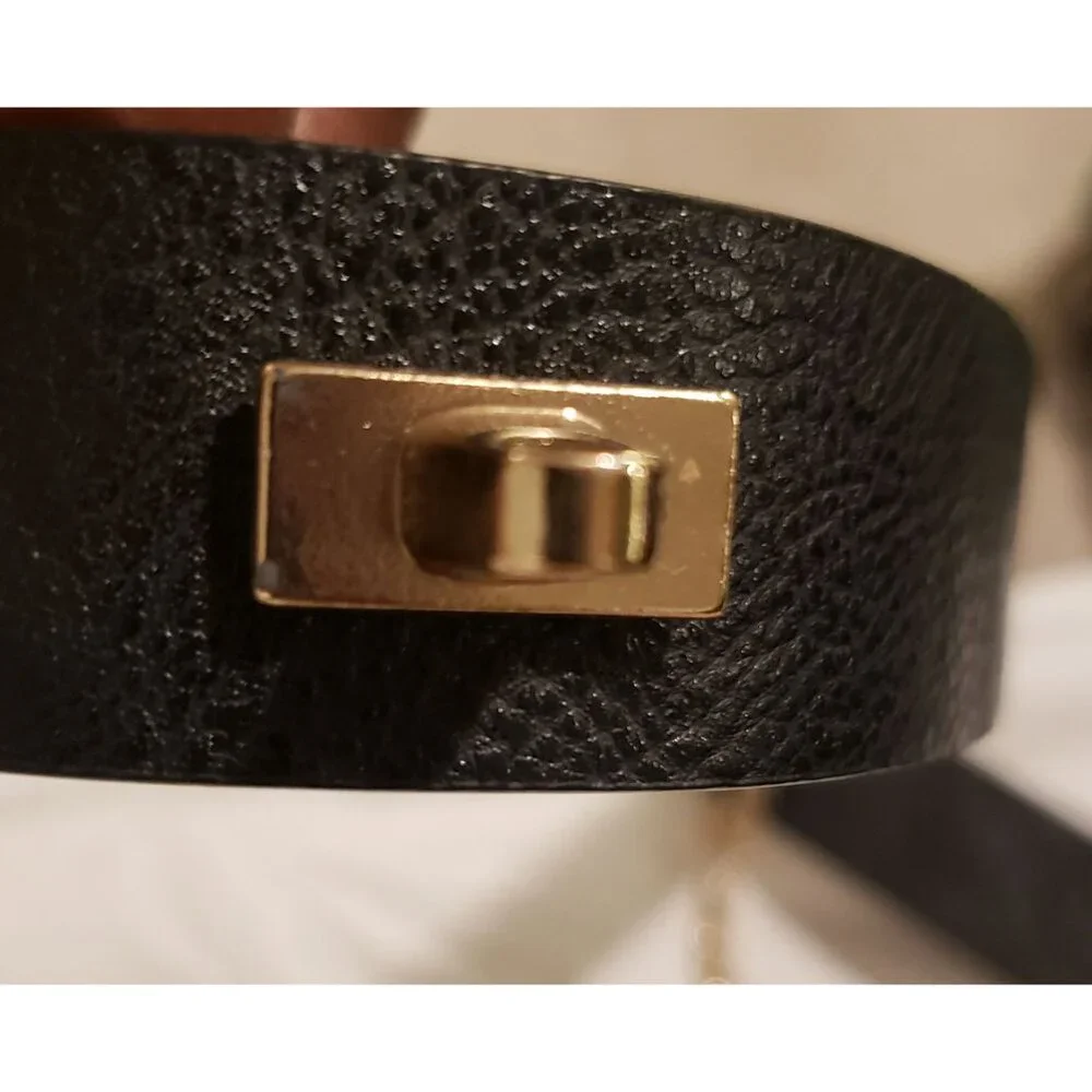Asos Curve Classic Black Belt with Unique Bar/Loop Closure Sz 20/22 EUC